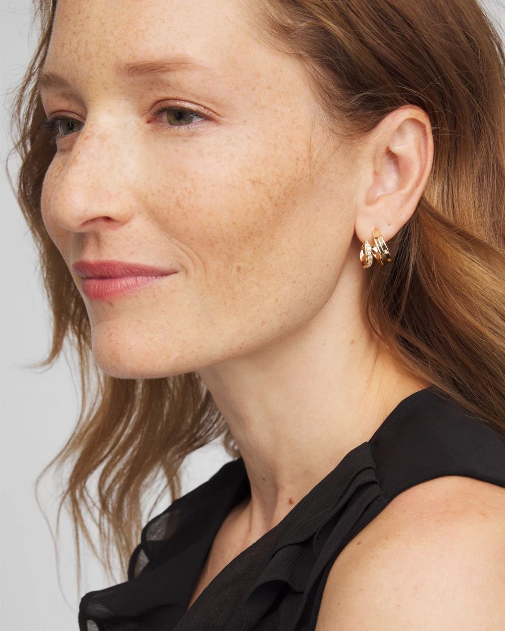 Gold Double Mini Hoop Earrings click to view larger image.