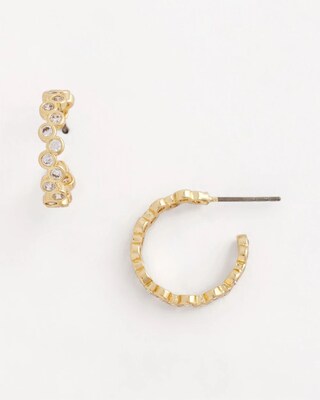 Goldtone Cubic Zirconia Hoop Earrings click to view larger image.