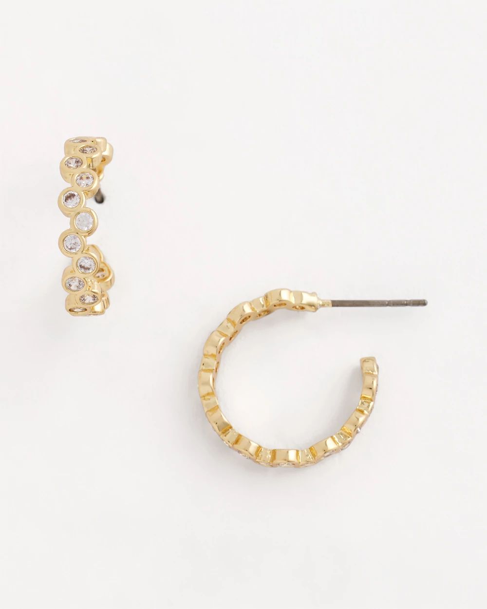 Goldtone Cubic Zirconia Hoop Earrings