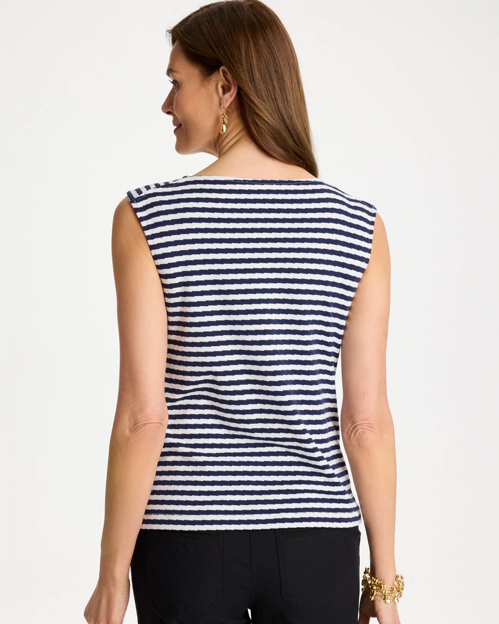 Cotton Striped Button Tee