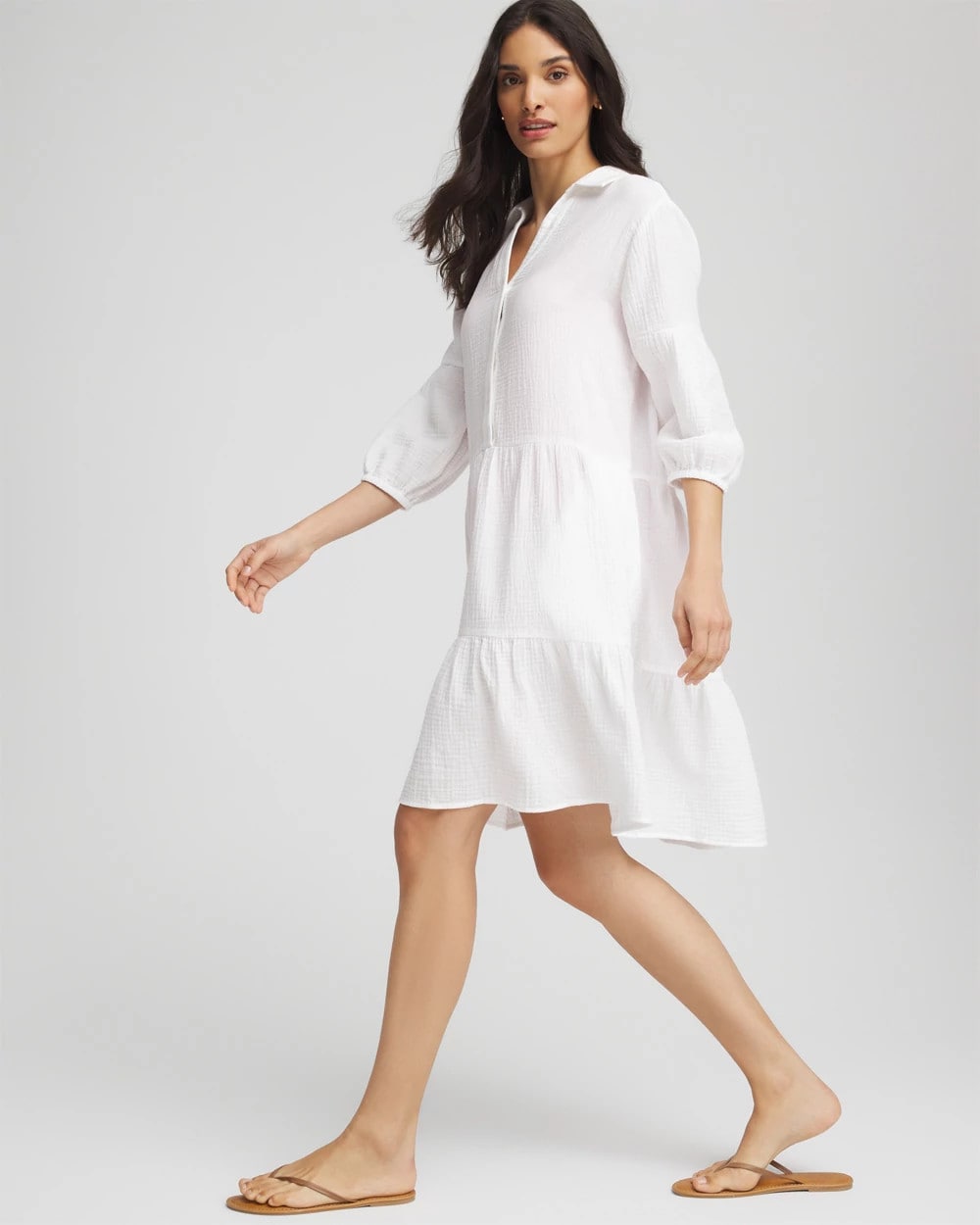 Woven Tiered Swim Cover-Up Dress