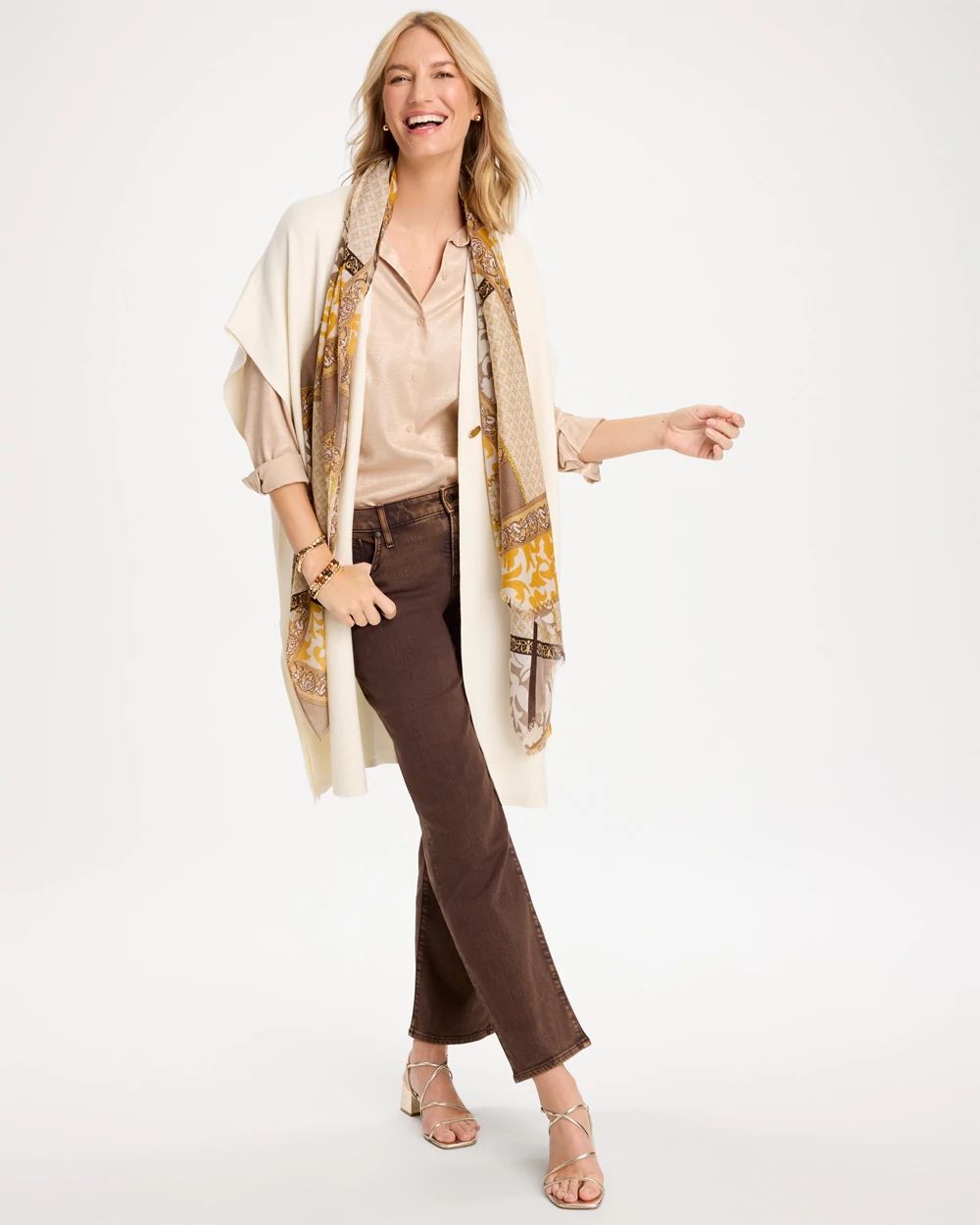 Long Button-Front Ruana click to view larger image.