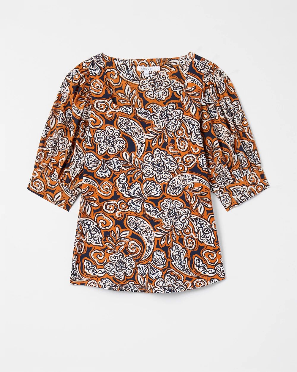 Warm Paisley Square Neck Top