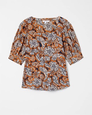 Warm Paisley Square Neck Top
