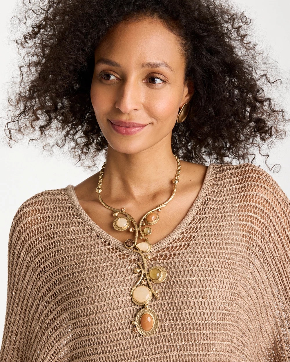 Chico's Originals Neutral Linear Swirl Necklace