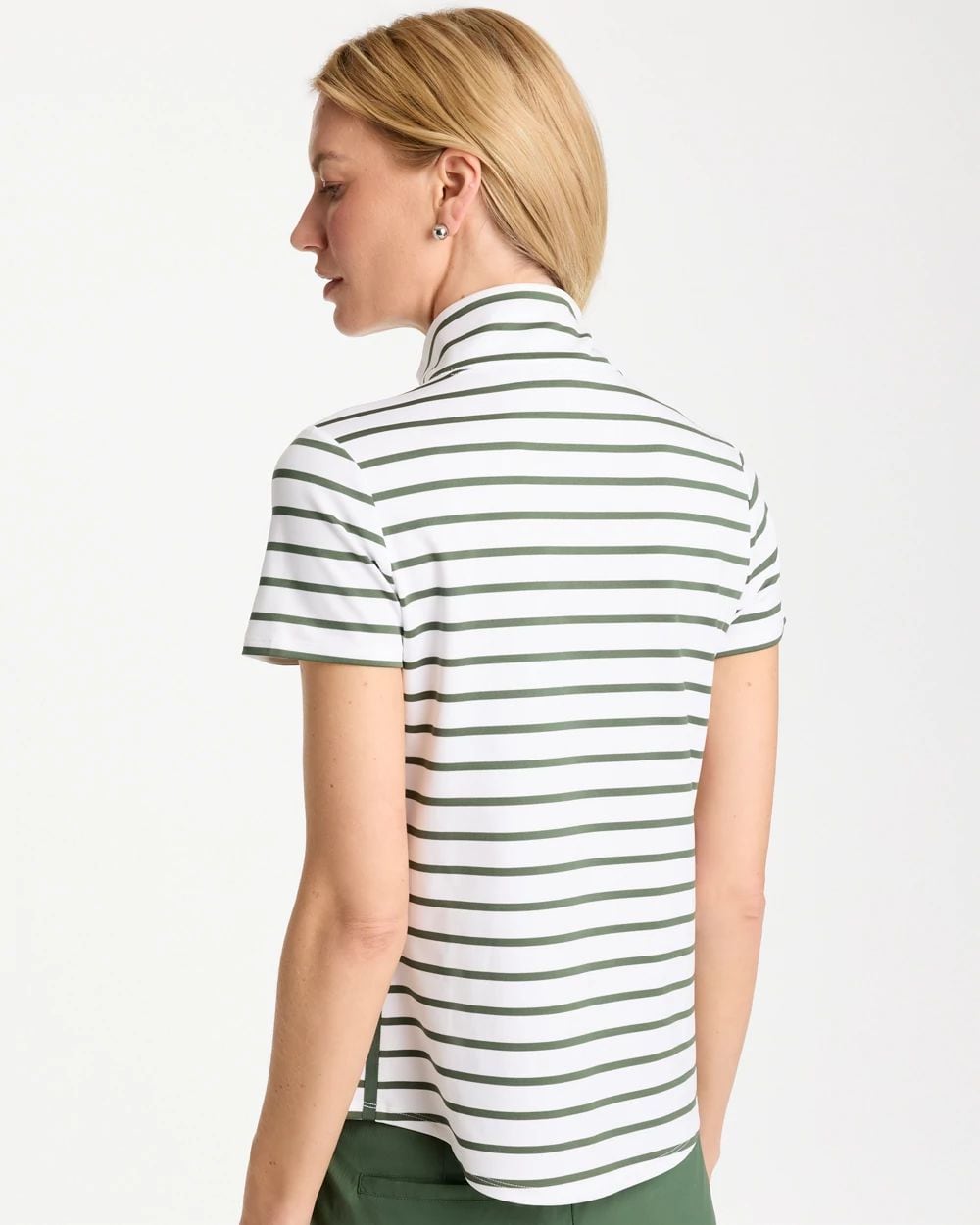 Zenergy® UPF Striped Half Zip Polo
