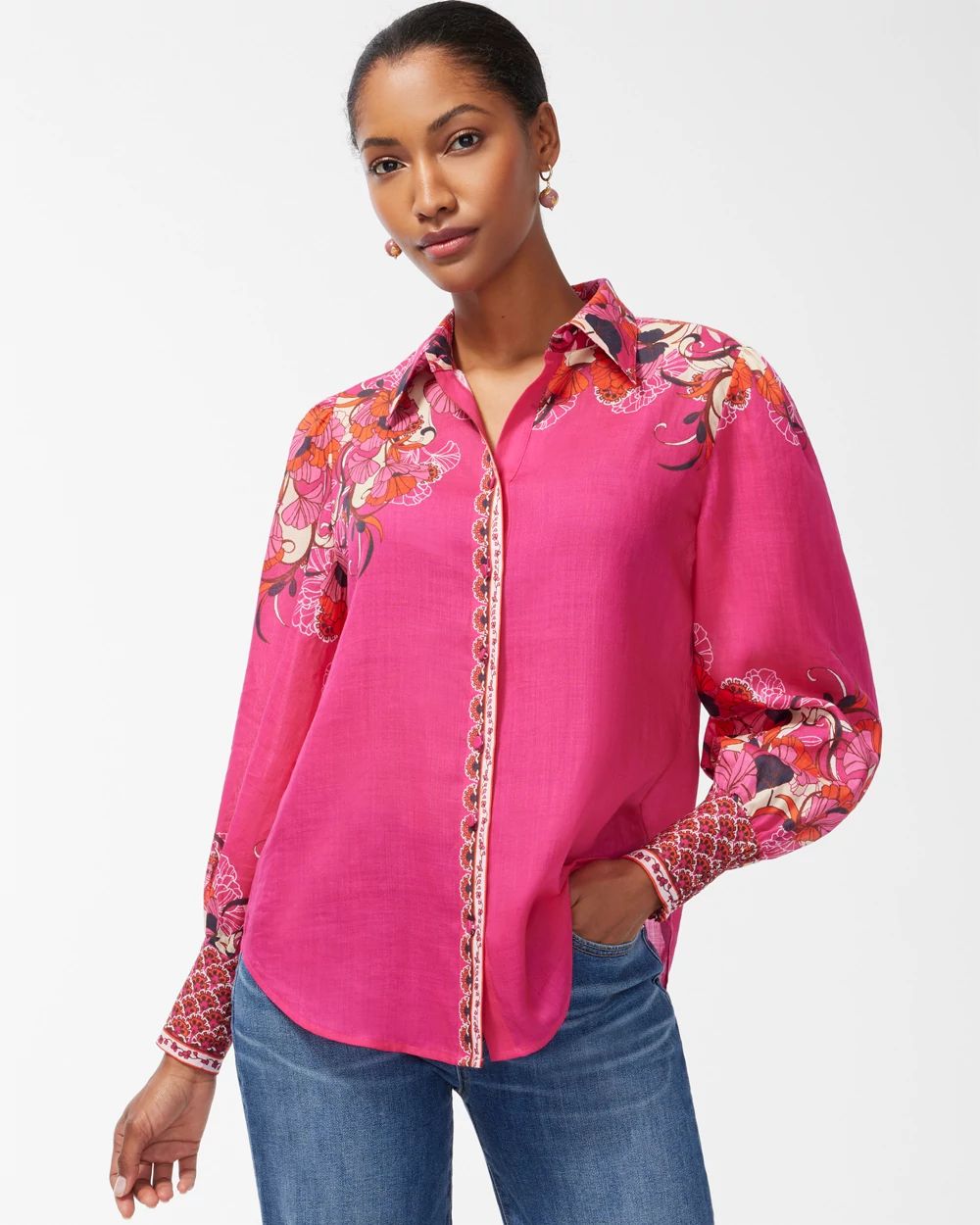 Floral Drama Sleeve Shirt