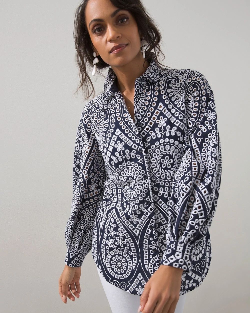 Eyelet Billow Sleeve Shirt