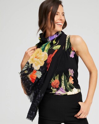Floral Print Oblong Scarf