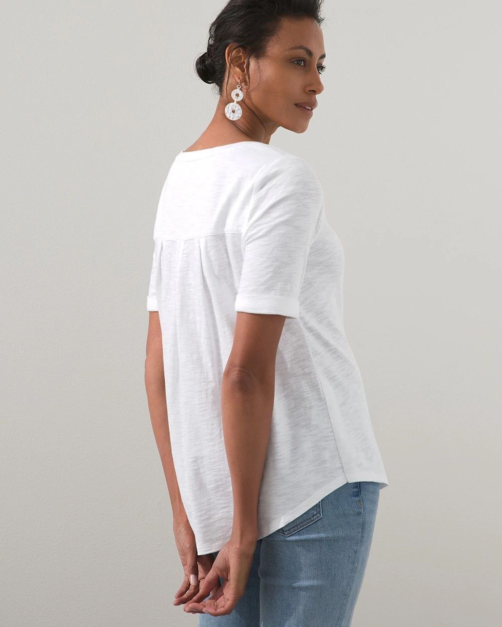 Triple Back Pleat Cotton Slub Tee