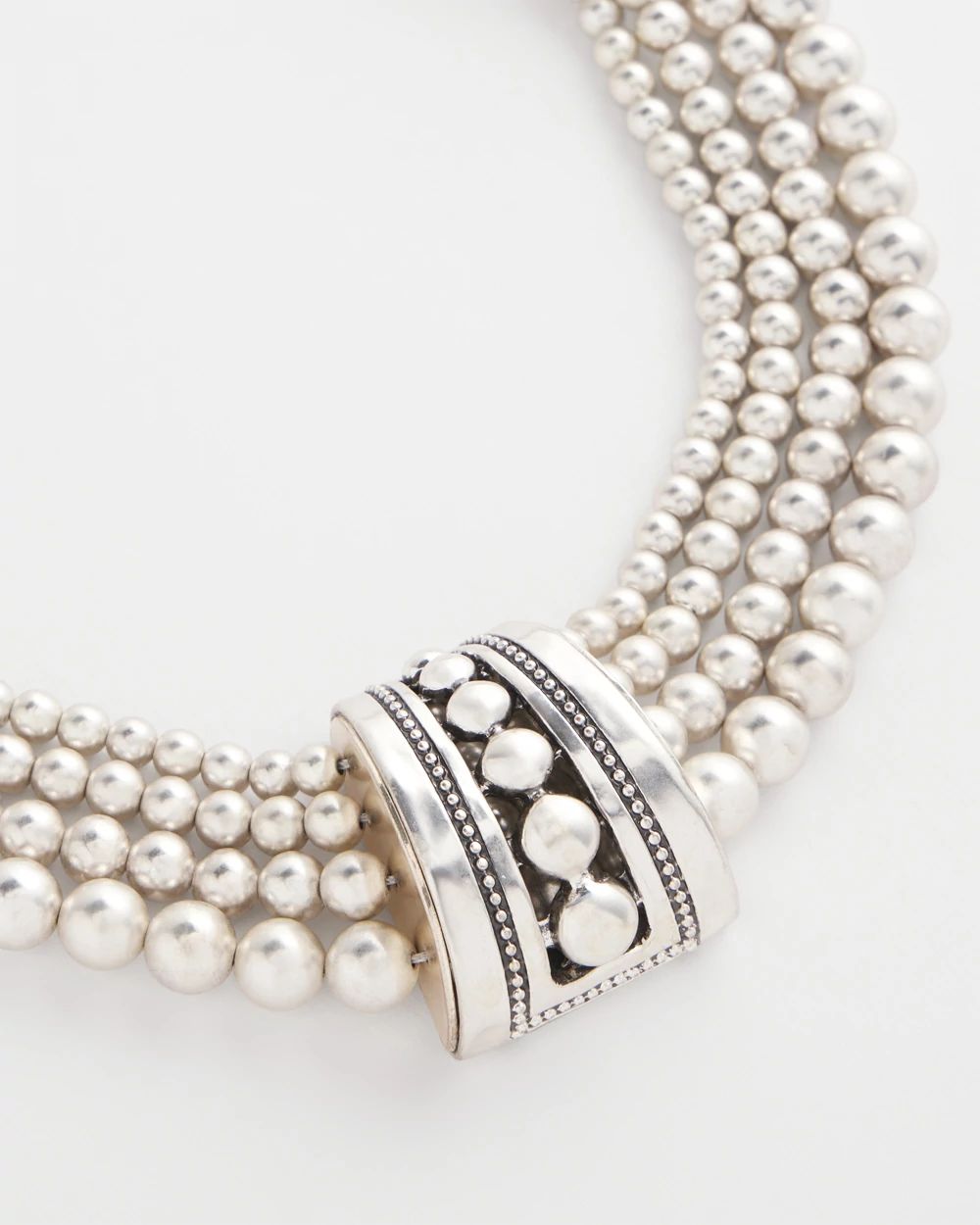 Layered Silvertone Bib Necklace