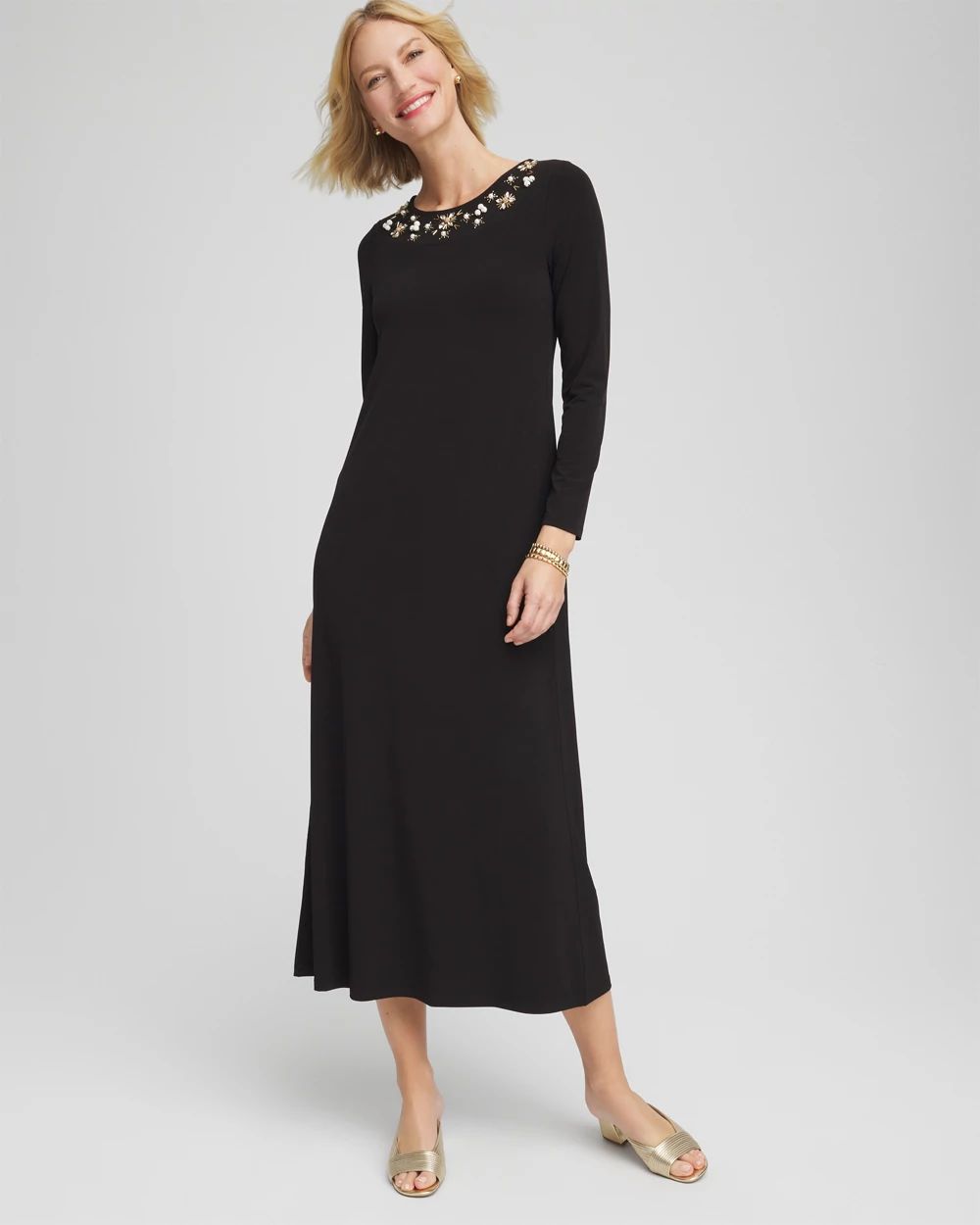 Petite Embellished Column Maxi Dress