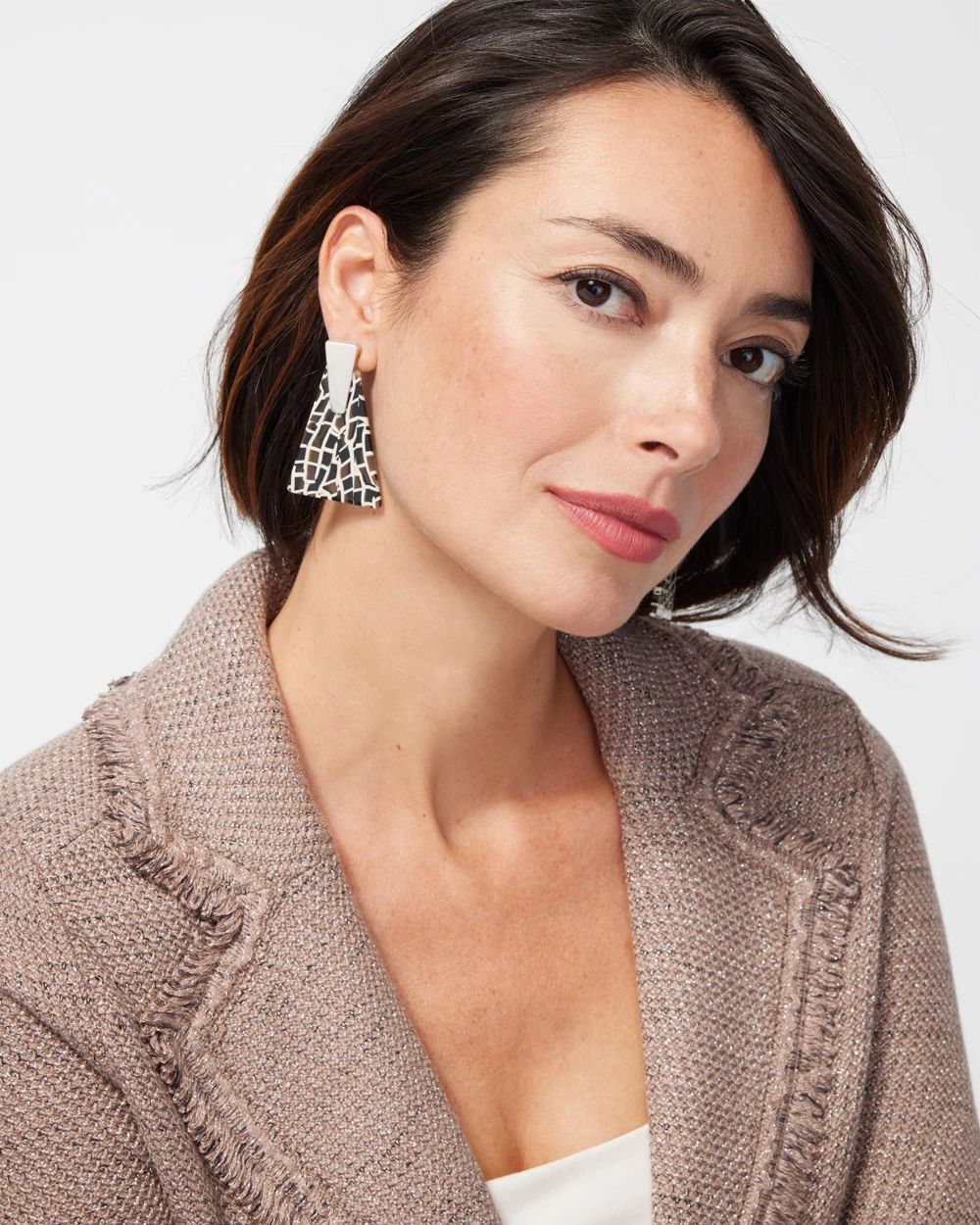 Marble Triangle Drop Earrings