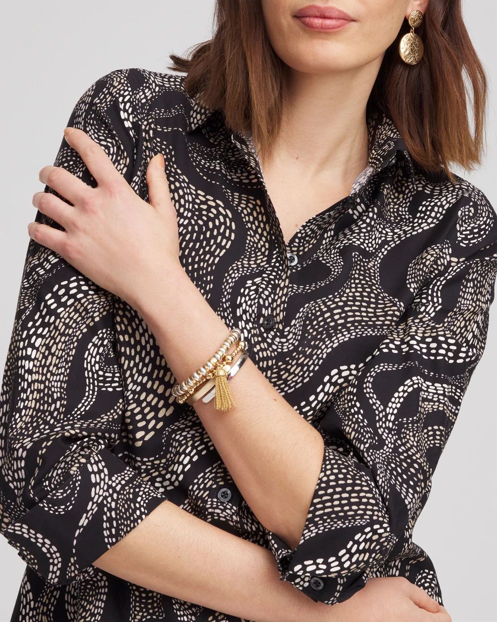 No Iron™ Sateen Swirls Print Shirt