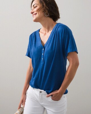 Linen Stretch Henley Tee