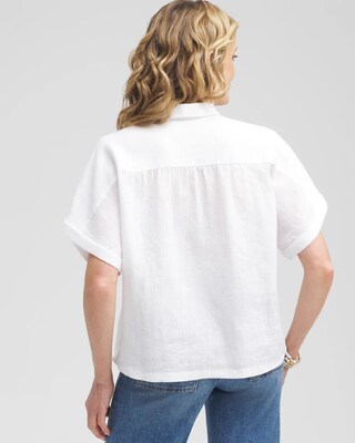 Linen Embroidered Applique Shirt
