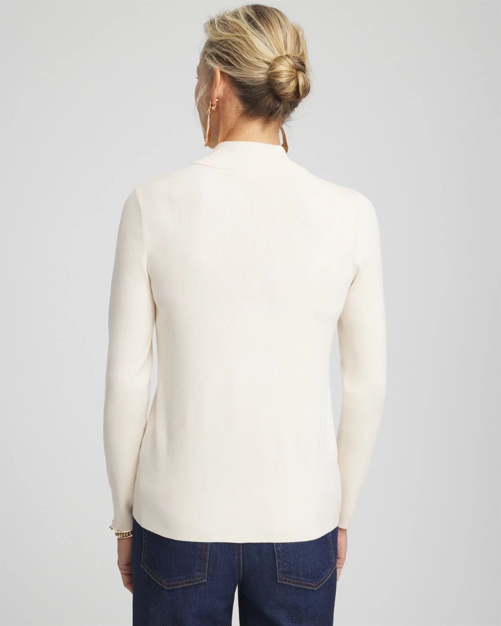 Ecovero™ Button Mock Neck Sweater