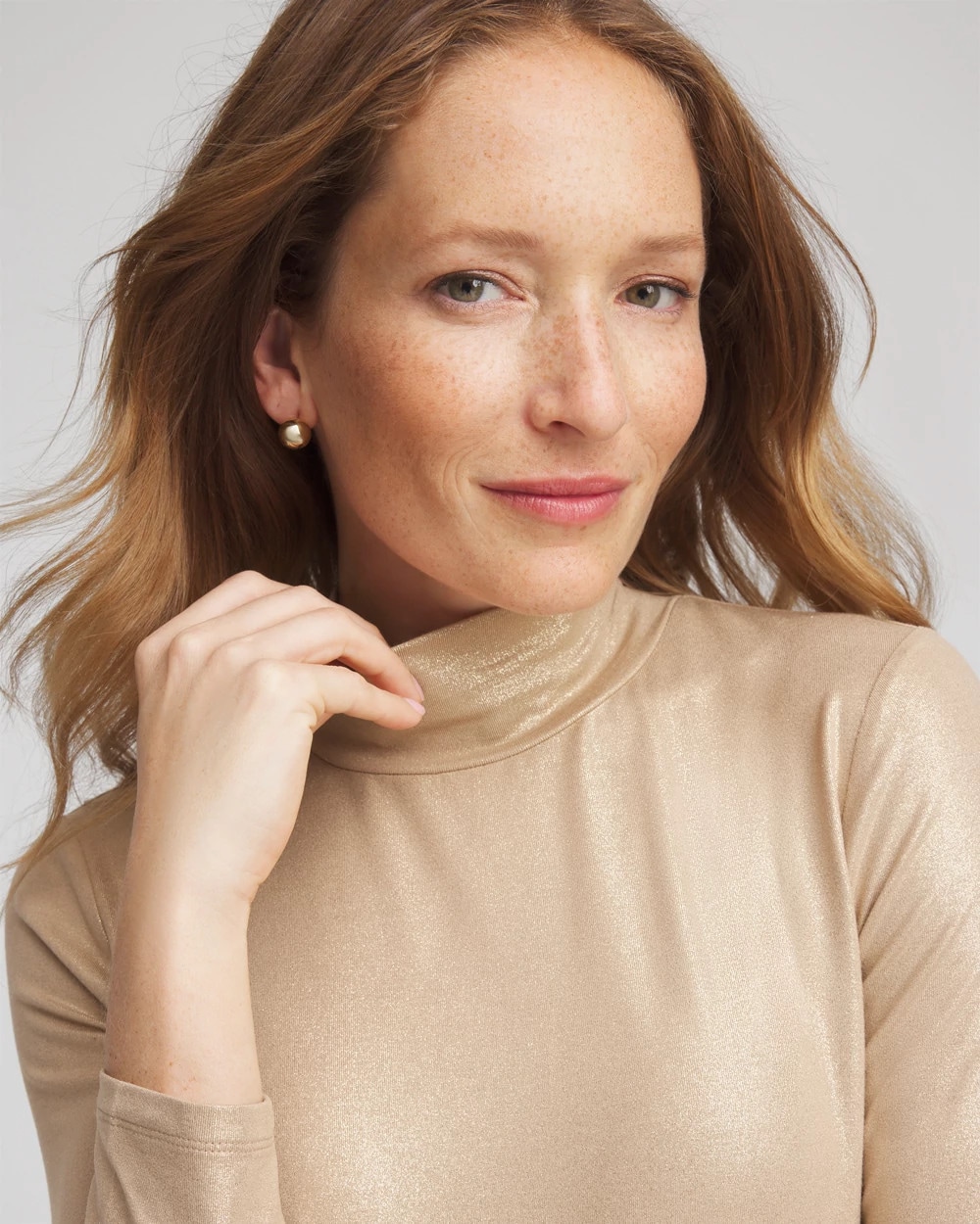 Touch of Cool™ Foil Mock Neck Layering Tee