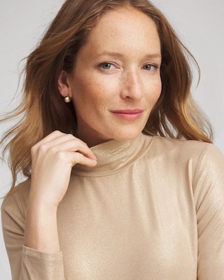 Touch of Cool™ Foil Mock Neck Layering Tee click to view larger image.