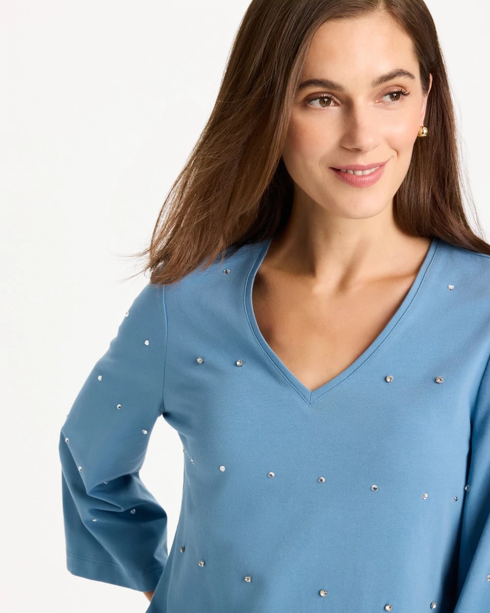 Rhinestone V-Neck Tee