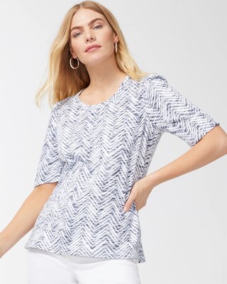 Chevron Gathered Sleeve Slub Tee