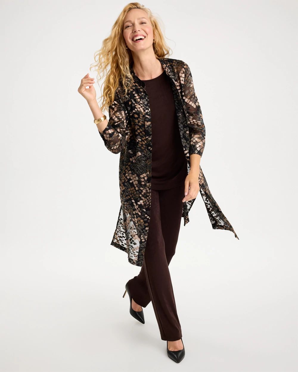 Travelers™ Snakeskin Burnout Shacket click to view larger image.