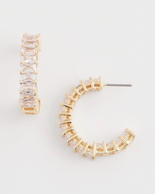 No Droop™ Gold Tone Baguette Hoop Earrings