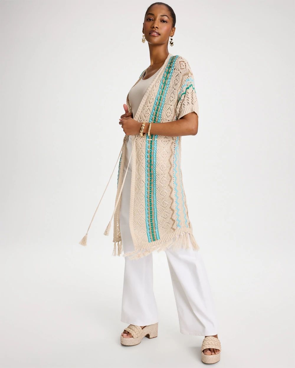 Rainbow Crochet Pointelle Vest