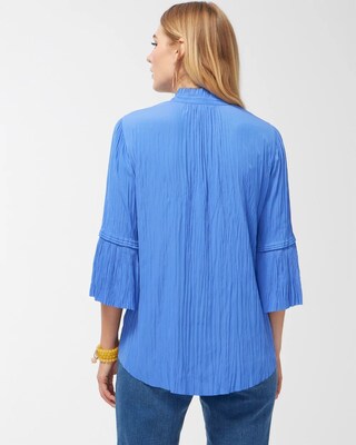 Pleated Flare Sleeve Blouse