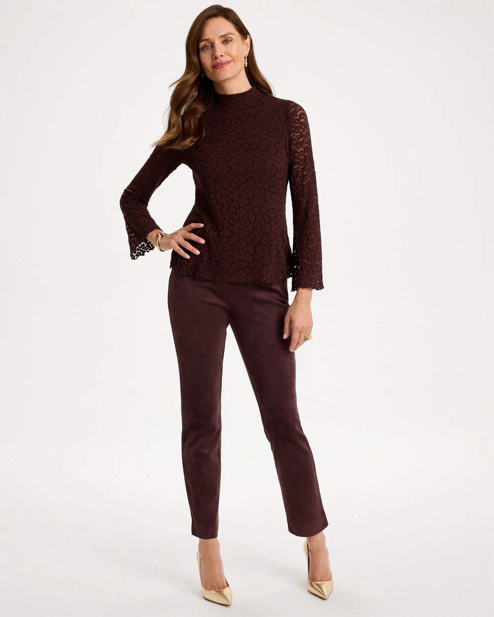 Prestige Print Lace Mockneck Top click to view larger image.
