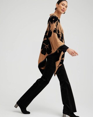 Floral Knit Triangle Poncho