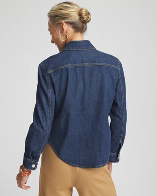 Cropped Denim Shacket click to view larger image.