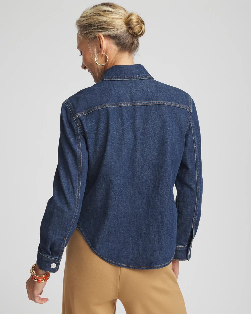 Cropped Denim Shacket