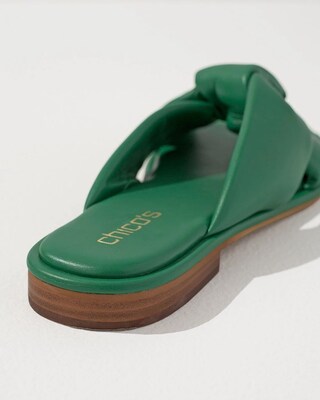 Green Faux Leather Slides