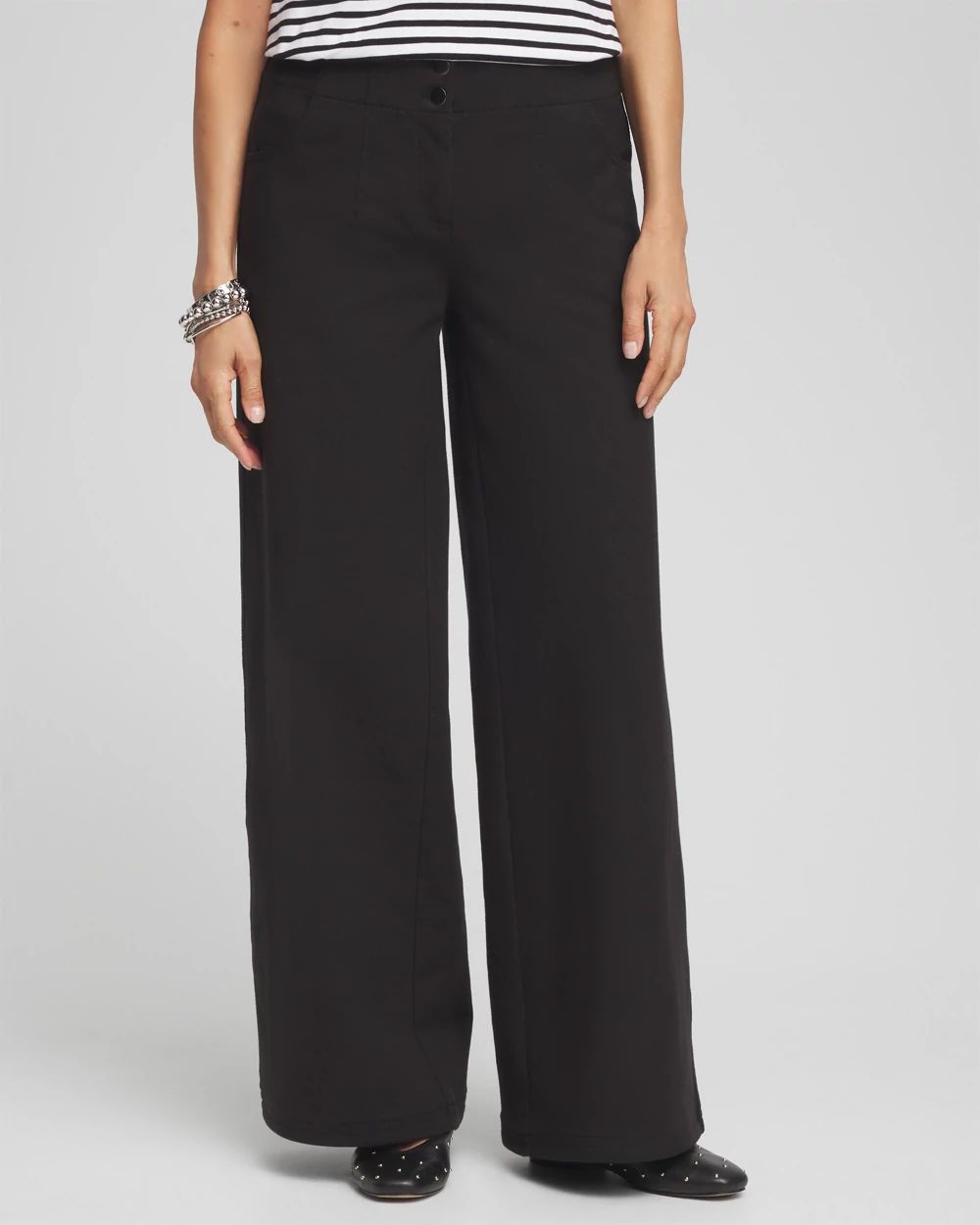 Cotton Stretch Wide Leg Pants