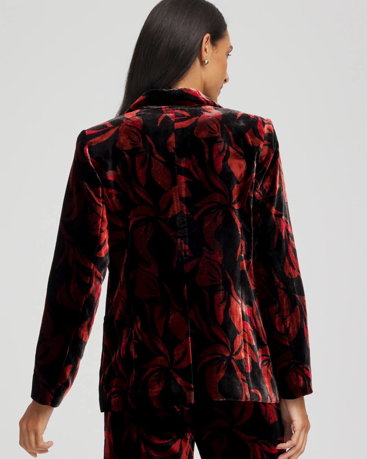 Chico's Velvet Printed Blazer In Black In Multi
