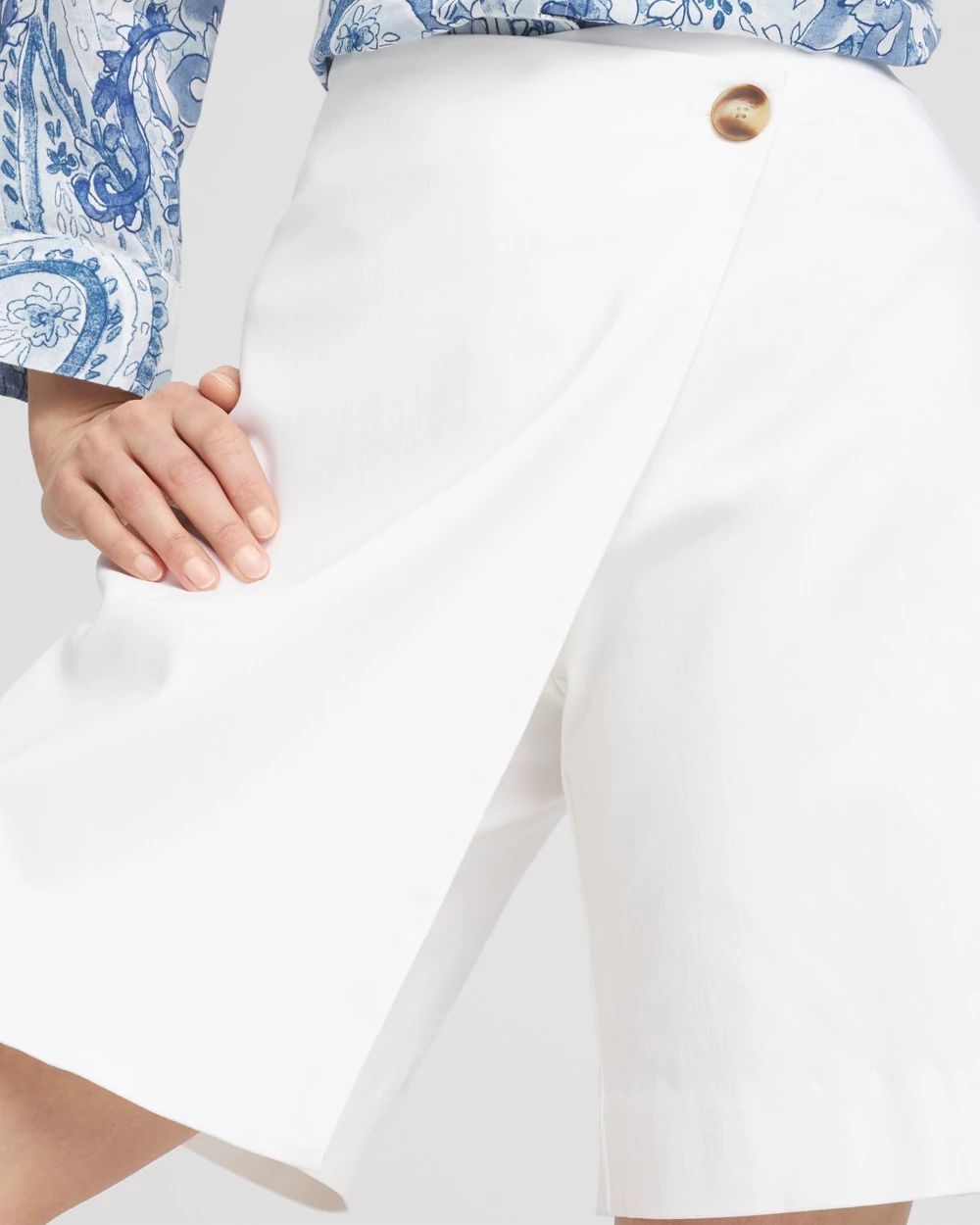 Pull-On Asymmetrical Wrap Skort