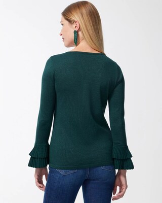 Lurex Pleat Sleeve Pullover Sweater