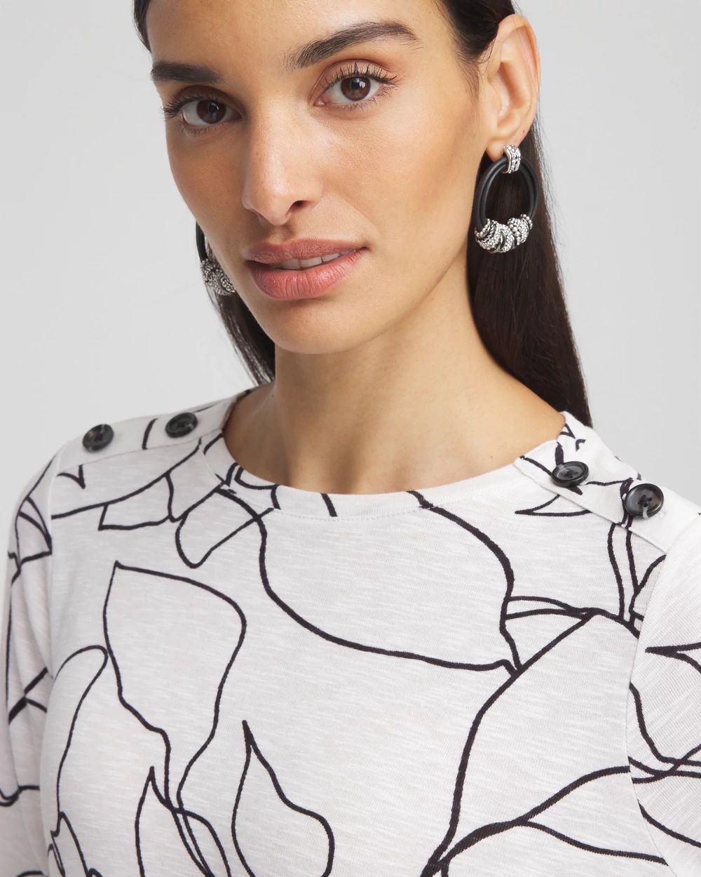 Leaves Button Trim Tunic