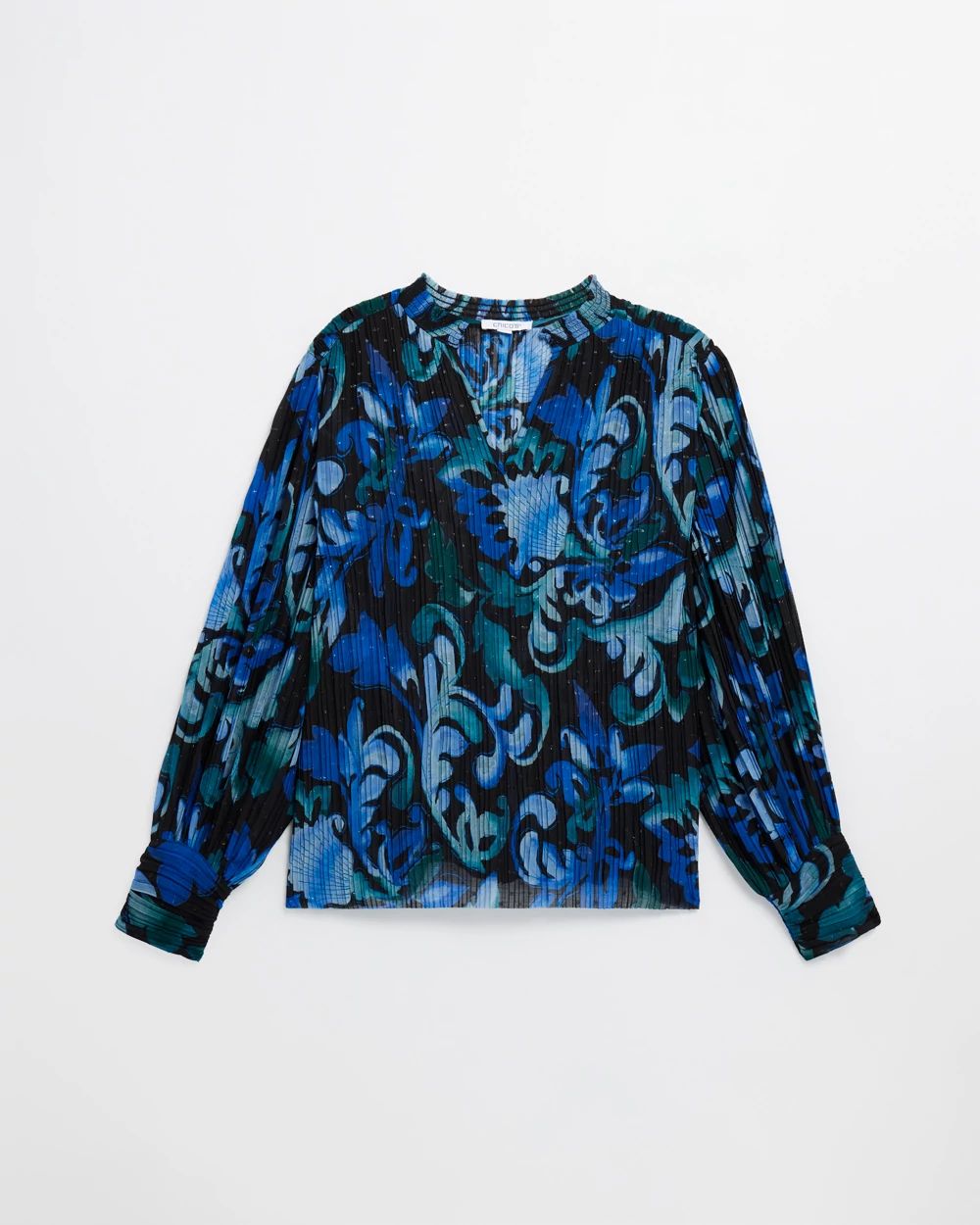Scroll Print Pleated Shirt