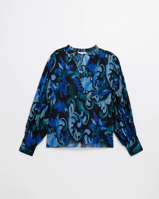 Scroll Print Pleated Shirt
