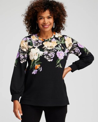 Zenergy® French Terry Floral Pullover