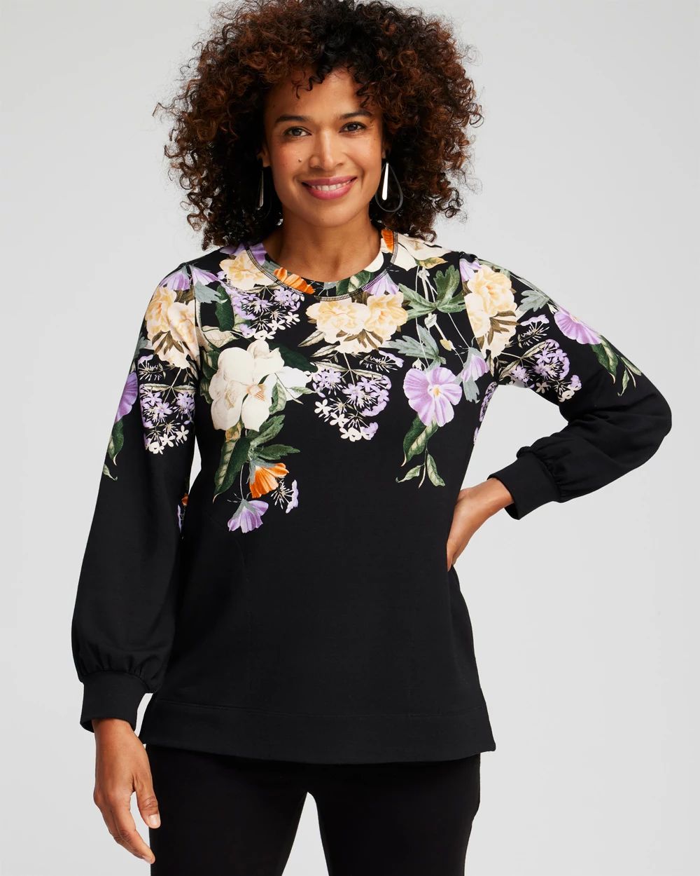 Zenergy® French Terry Floral Pullover