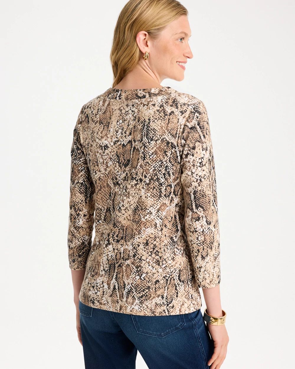 Printed Pima Cotton 3/4 Sleeve Tee click to view larger image.