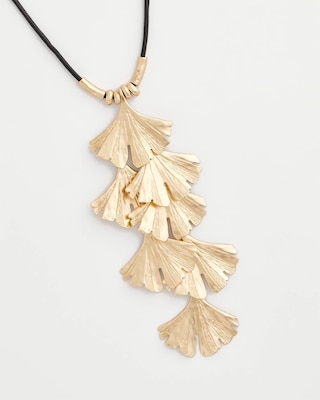 Chico's Originals Gold Ginkgo Pendant Necklace click to view larger image.