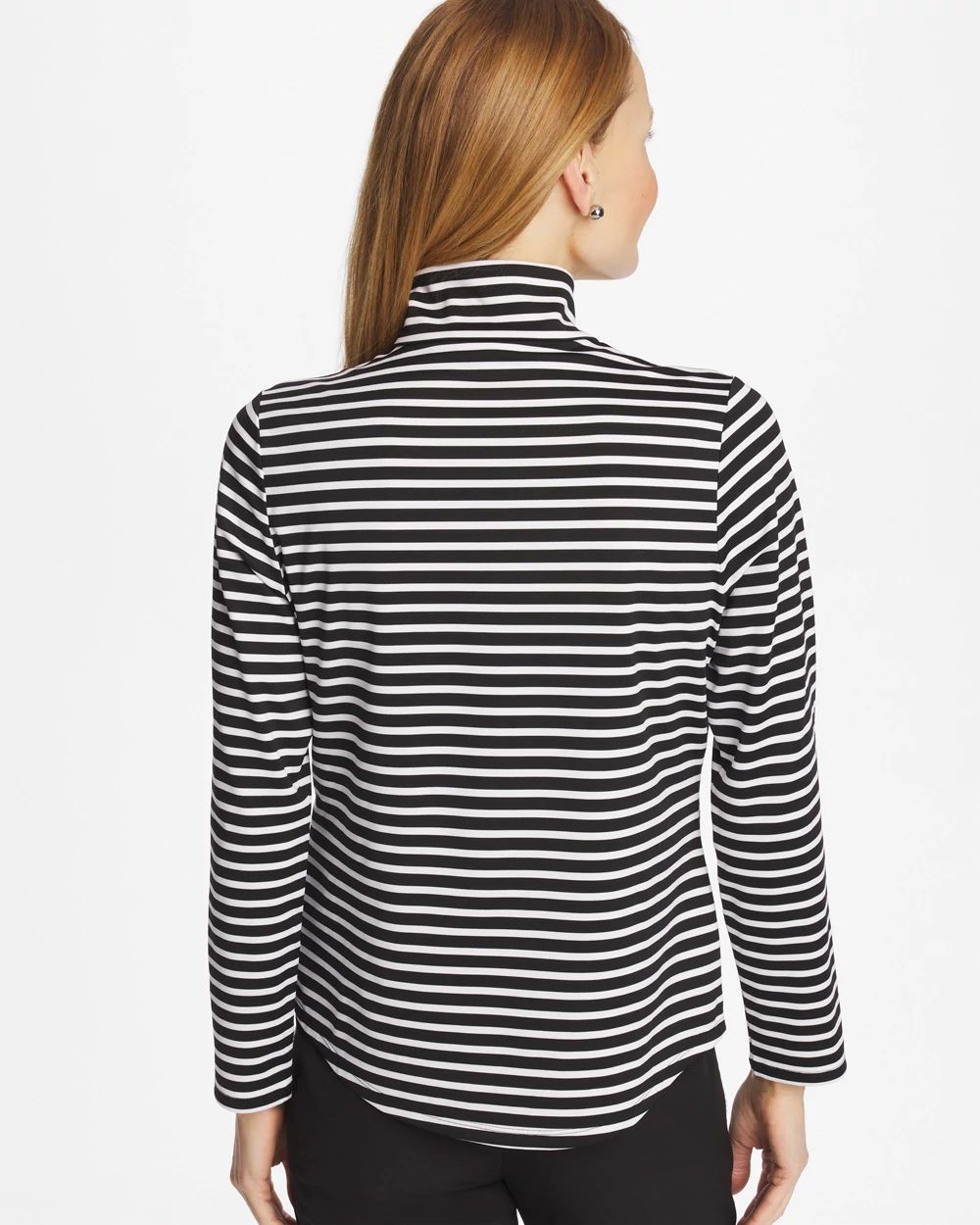 Zenergy® UPF Striped Contrast Zip Mockneck