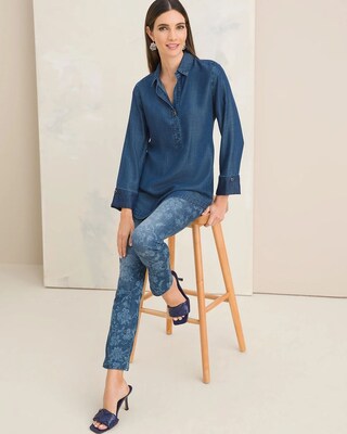 So Slimming Floral Print Ankle Jeans