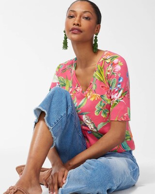 Pima Floral Everyday V-Neck Tee