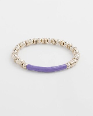 Purple Enamel Bar Stretch Bracelet