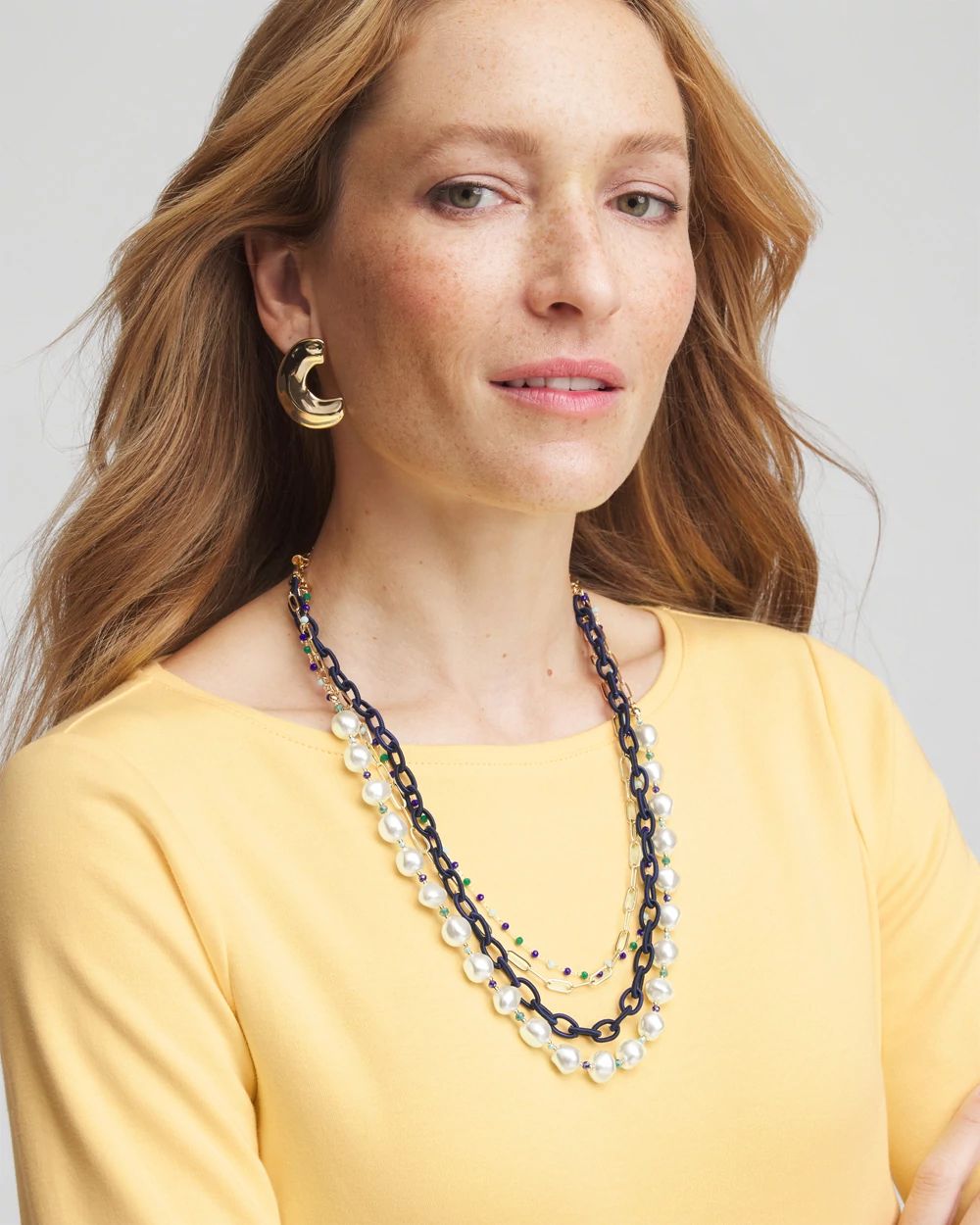 Multistrand Pearl & Blue Necklace